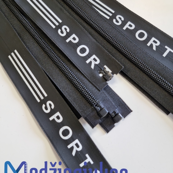 Juodos spalvos užtrauktukas “Sport” 60 cm. Nr. 15